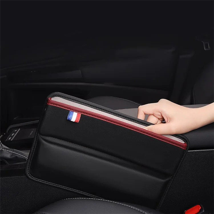 Car Seat Slit Gap Pocket Organizer PU Leather Multifunctional Driver Seat Gap Filler Storage Box - Coffee