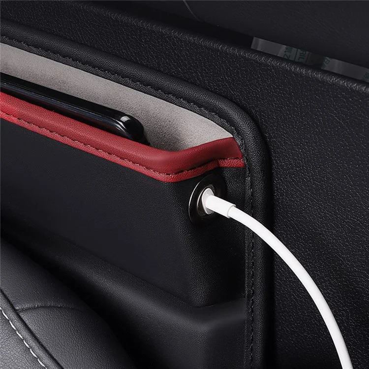 Car Seat Slit Gap Pocket Organizer PU Leather Multifunctional Driver Seat Gap Filler Storage Box - Coffee