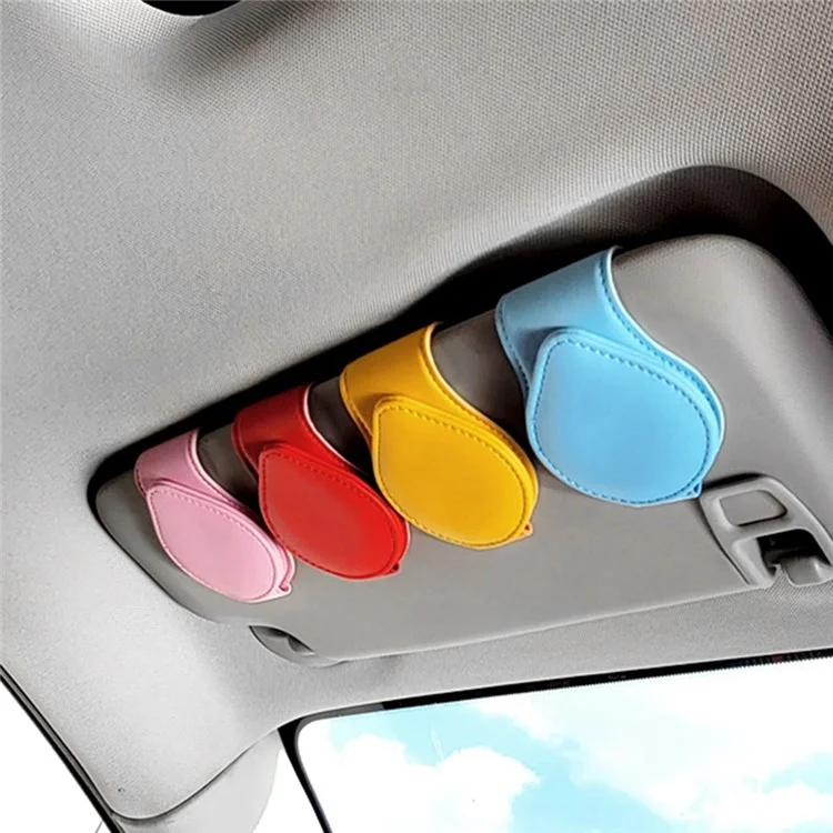 Portable Sunglasses Holder Bill Holder Clip Card Storage Accessories for Car Visor - Yellow
