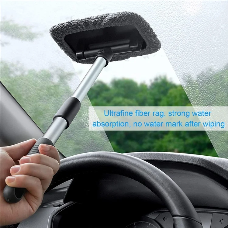 DM-095 32.5-46.5cm Nettoyant pour pare-brise avec manche extensible et outil de nettoyage en microfibre Dispositif de nettoyage des fenêtres de voiture