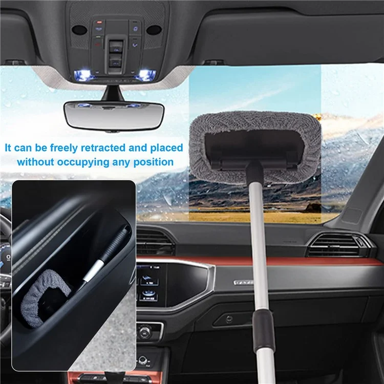 DM-095 32.5-46.5cm Nettoyant pour pare-brise avec manche extensible et outil de nettoyage en microfibre Dispositif de nettoyage des fenêtres de voiture