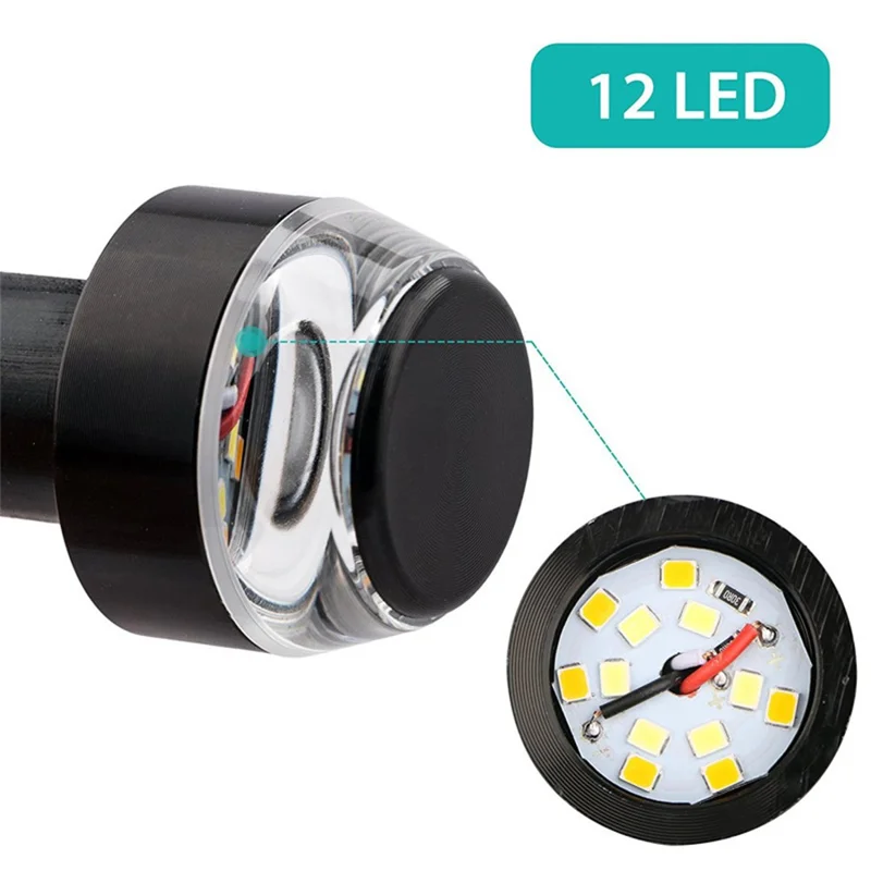 K06 1 Pair Motorcycle Handlebar End Lights Motorcycle Turn Signal Light Grip Bar Plugs - White+Blue