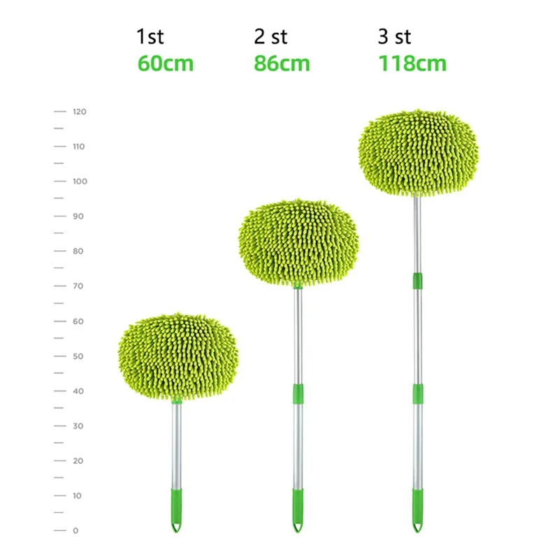 JUNCHANG 3 Delen Uitschuifbare Langsteel Auto Wasborstel Dweil Chenille Bliksemvenster Reinigingsgereedschap