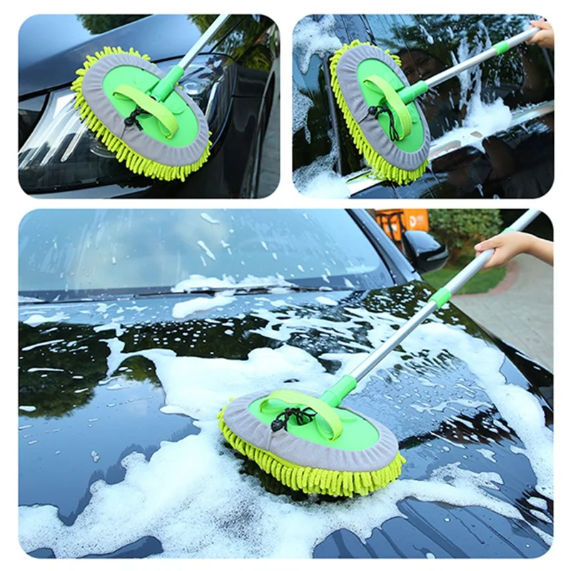 JUNCHANG 3 Delen Uitschuifbare Langsteel Auto Wasborstel Dweil Chenille Bliksemvenster Reinigingsgereedschap