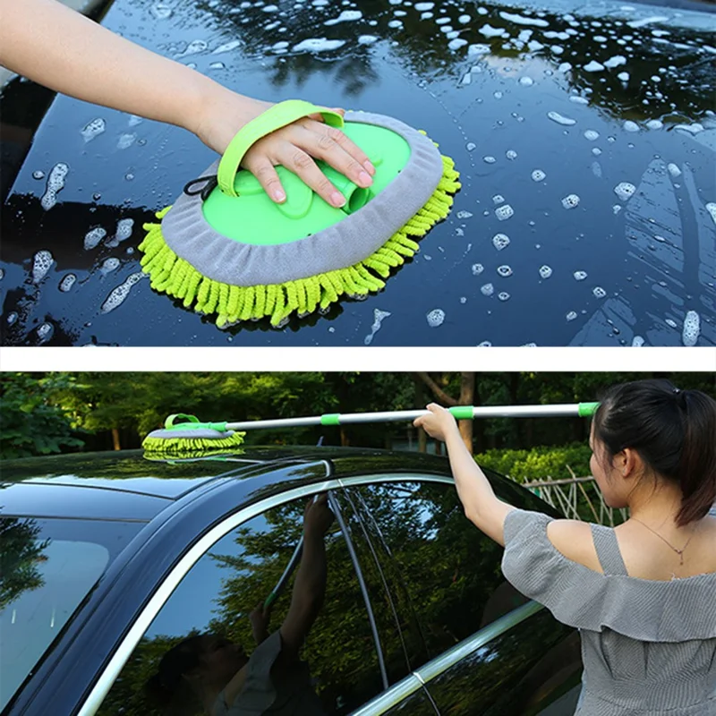 JUNCHANG 3 Delen Uitschuifbare Langsteel Auto Wasborstel Dweil Chenille Bliksemvenster Reinigingsgereedschap