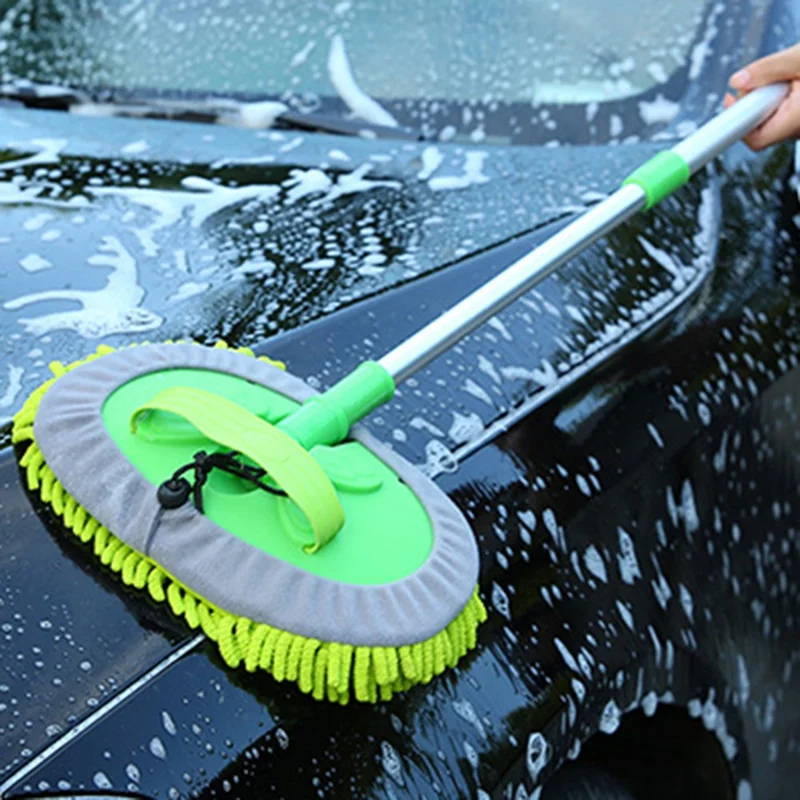 JUNCHANG 3 Delen Uitschuifbare Langsteel Auto Wasborstel Dweil Chenille Bliksemvenster Reinigingsgereedschap