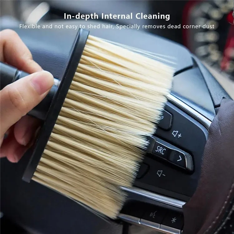 Brosse de nettoyage intérieur de voiture 9770 Air Outlet Dashboard Detailing Sweeping Soft Bristles Dust Remover - Noir+Jaune