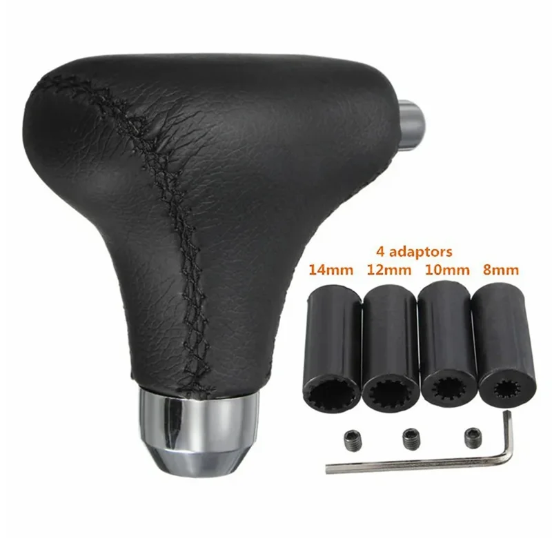 TIROL PU Leather Car Truck Shift Knob Gear Lever Stick Shifter Handle with 4 Adapters