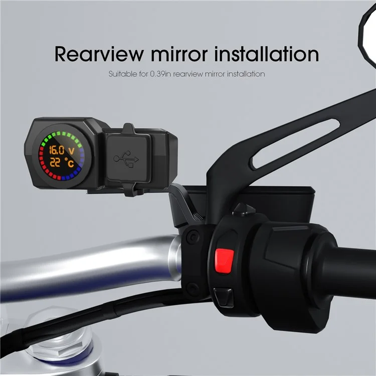 WUPP CS-1747A2 Modificateur de moto Chargeur de téléphone USB+Type-C Affichage numérique de la température de tension Adaptateur de charge rapide PD