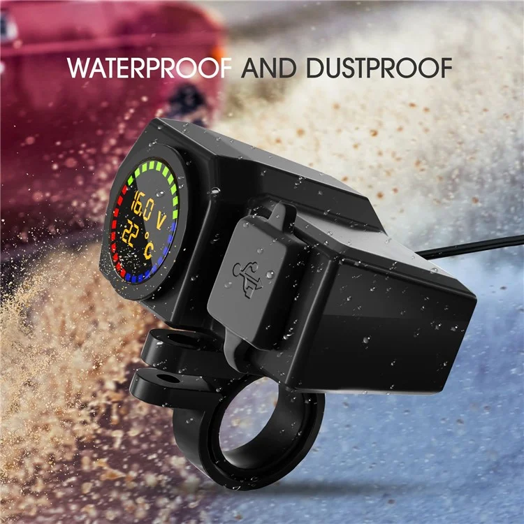 WUPP CS-1747A2 Modificateur de moto Chargeur de téléphone USB+Type-C Affichage numérique de la température de tension Adaptateur de charge rapide PD
