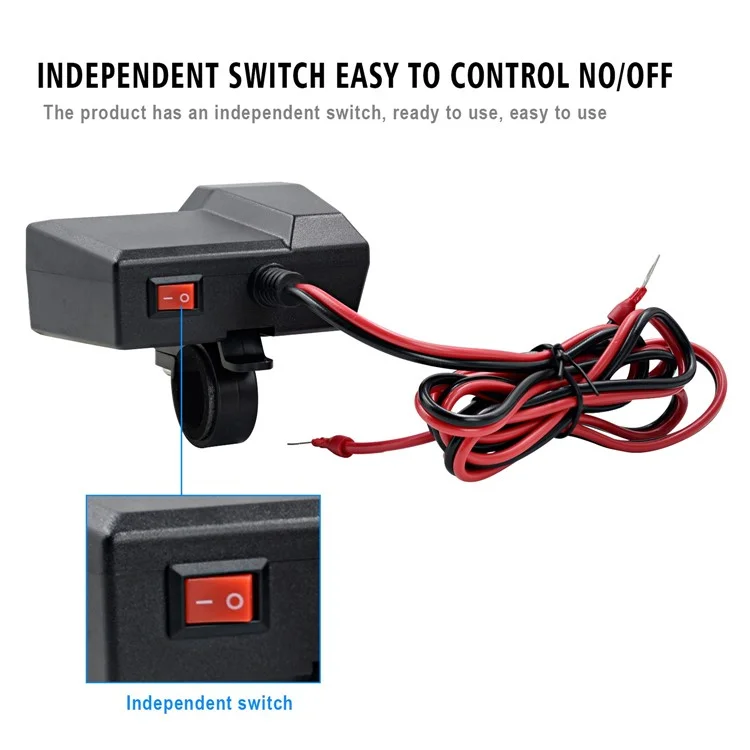 CS-1072B1 10-24V Motorcycle Dual USB Charger+Voltmeter+Cigarette Lighter Head Waterproof Multifunction Phone Charging Adapter