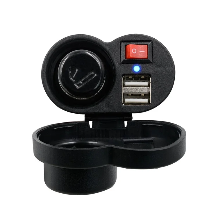 CS-313F1 12-24V Модифицированный двойной USB-зарядник Waterproof Phone Charging Adapter с гнездом для прикуривателя и выключателем