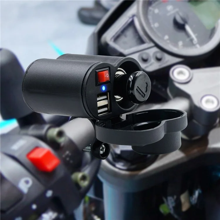 CS-313F1 12-24V Модифицированный двойной USB-зарядник Waterproof Phone Charging Adapter с гнездом для прикуривателя и выключателем
