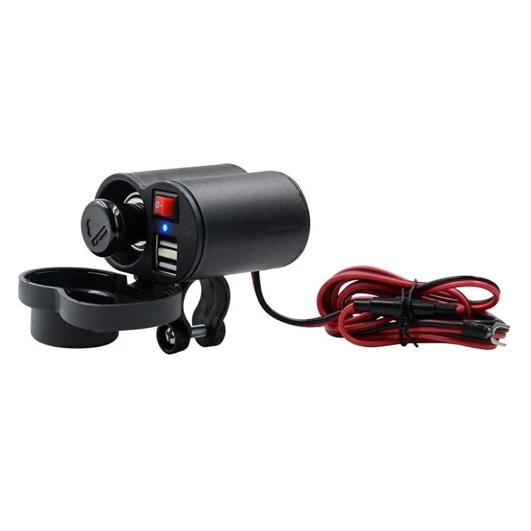 CS-313F1 12-24V Модифицированный двойной USB-зарядник Waterproof Phone Charging Adapter с гнездом для прикуривателя и выключателем