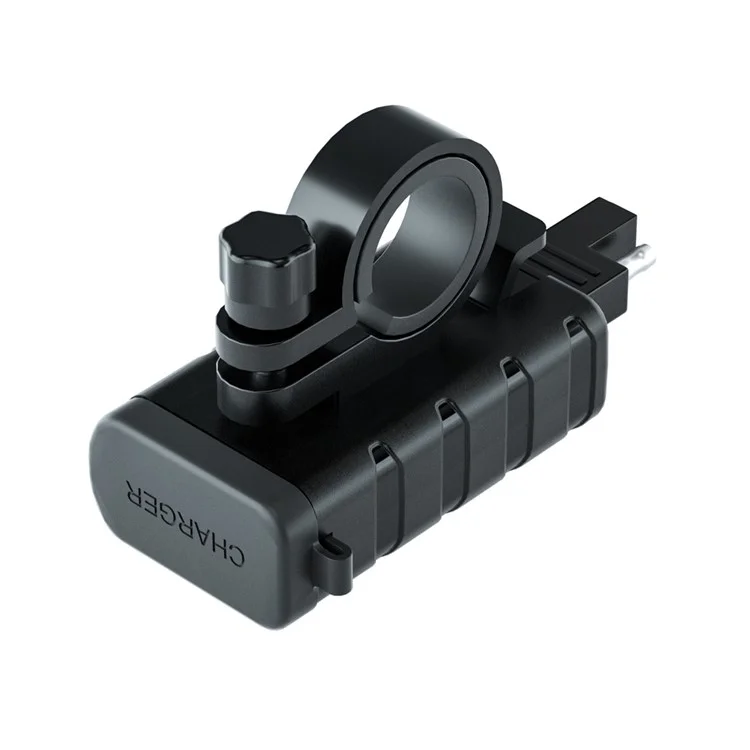 ZH-1422B2 Chargeur USB + Port Type-C pour guidon de moto, avec affichage voltmètre et câble d'extension SAE de 1 m