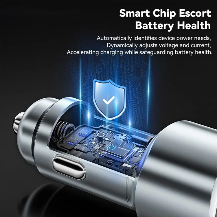 ESSAGER 89W Super Flash Charge USB+Type-C автомобильное зарядное устройство из алюминиевого сплава - черный