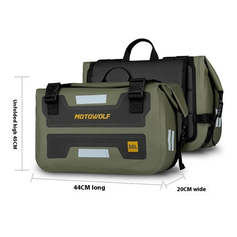 MOTOWOLF MDL0720 1 Pair Waterproof Motorcycle Saddle Bags Side Bags for Motorbike Travel - Army Green