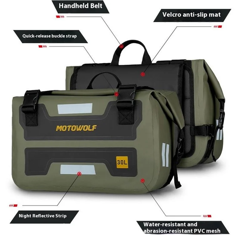 MOTOWOLF MDL0720 1 Pair Waterproof Motorcycle Saddle Bags Side Bags for Motorbike Travel - Black