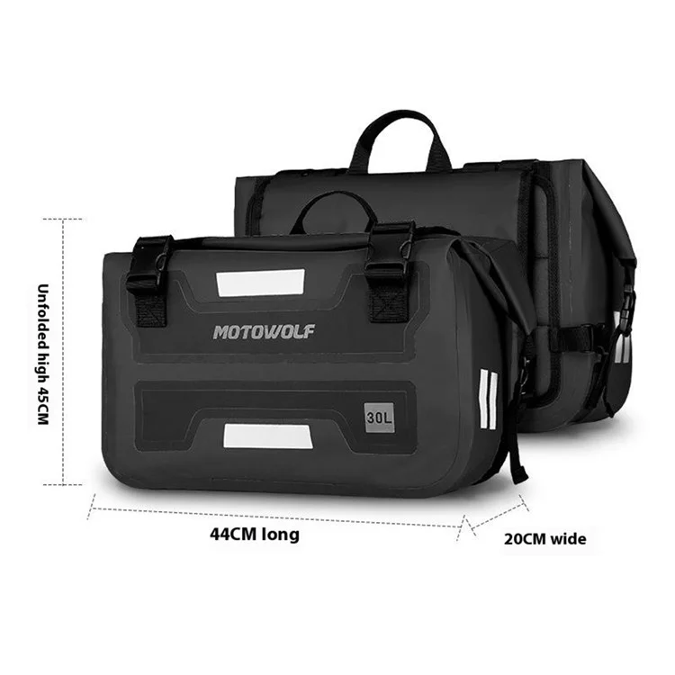 MOTOWOLF MDL0720 1 Pair Waterproof Motorcycle Saddle Bags Side Bags for Motorbike Travel - Black