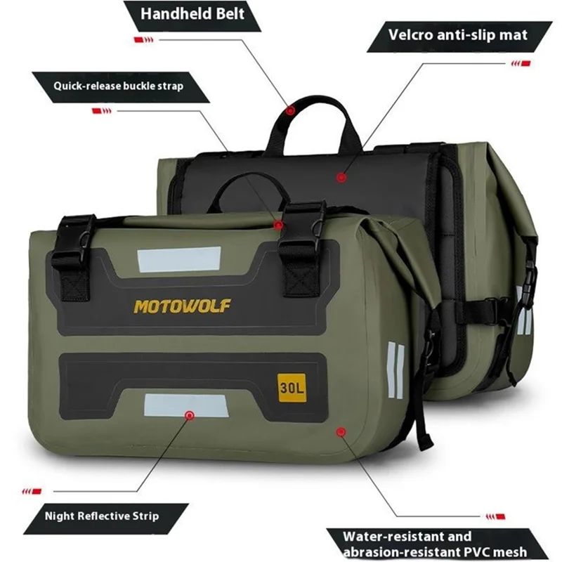 MOTOWOLF MDL0720 1 Pair Waterproof Motorcycle Saddle Bags Side Bags for Motorbike Travel - Brown