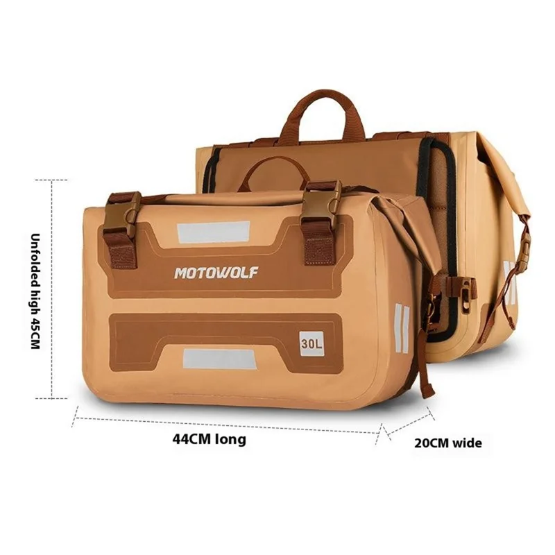 MOTOWOLF MDL0720 1 Pair Waterproof Motorcycle Saddle Bags Side Bags for Motorbike Travel - Brown