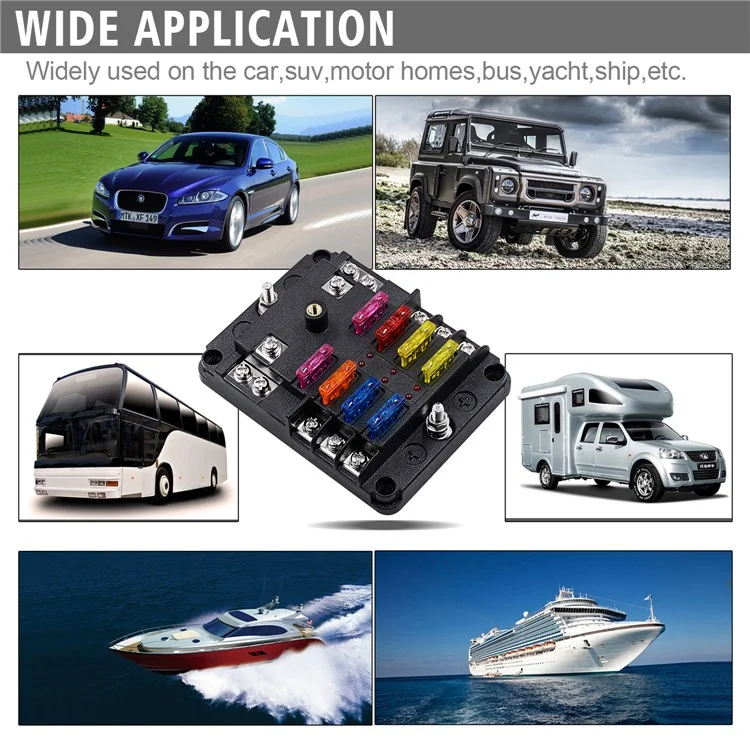 Wupp CS-3394A1 Bloco de Fusíveis de Lâmina de 6 Vias Com Indicador de LED de Barramento Negativo Para o Barco Van SUV