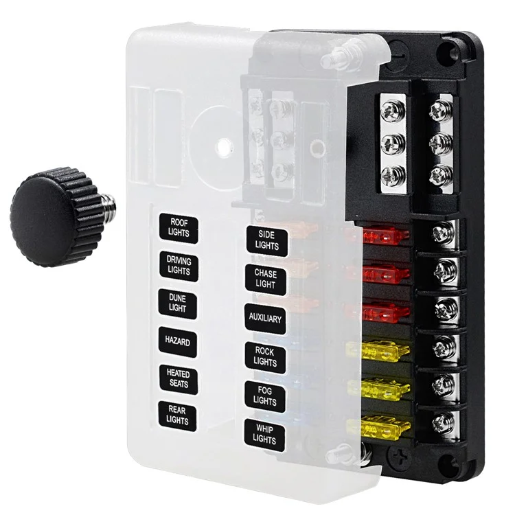 WUPP CS-339C1 Bloc de Fusible à Lame 12 Voies Avec Indicateur de LED de Bus Négatif Pour le Bateau Van SUV