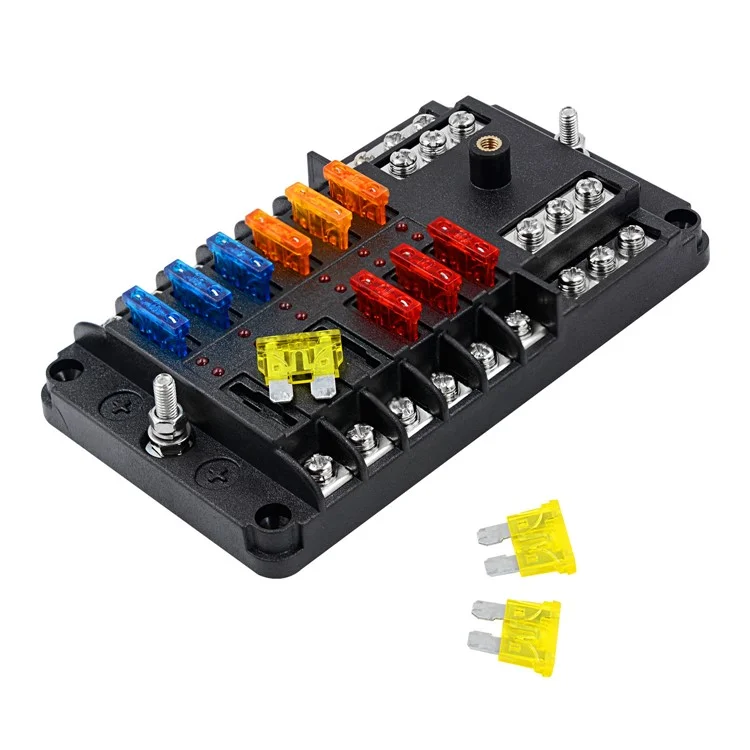WUPP CS-339C1 Bloc de Fusible à Lame 12 Voies Avec Indicateur de LED de Bus Négatif Pour le Bateau Van SUV