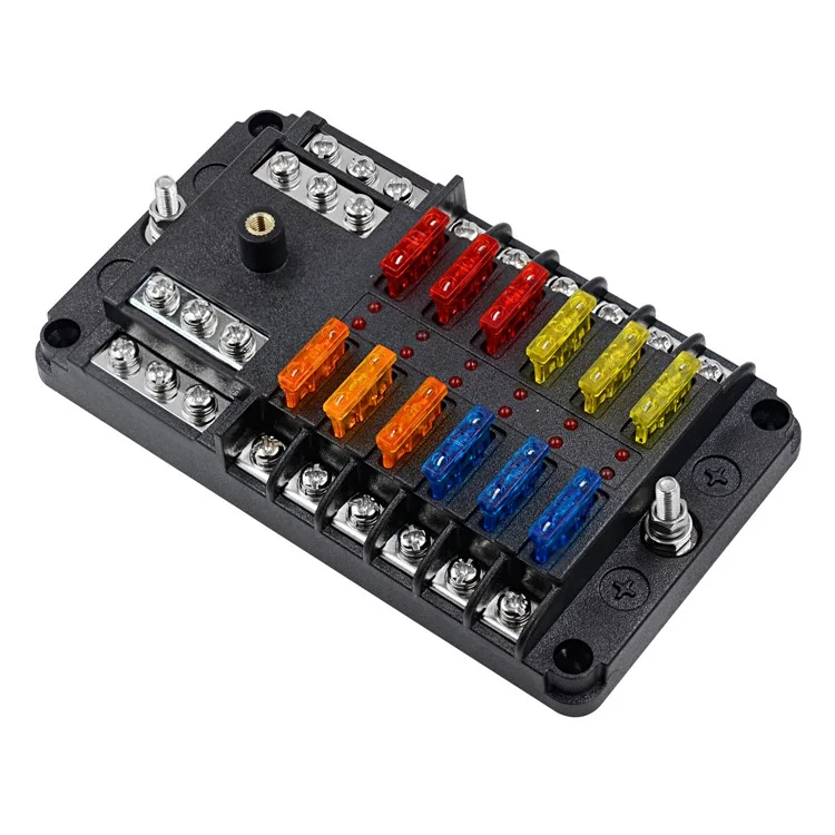 WUPP CS-339C1 Bloc de Fusible à Lame 12 Voies Avec Indicateur de LED de Bus Négatif Pour le Bateau Van SUV