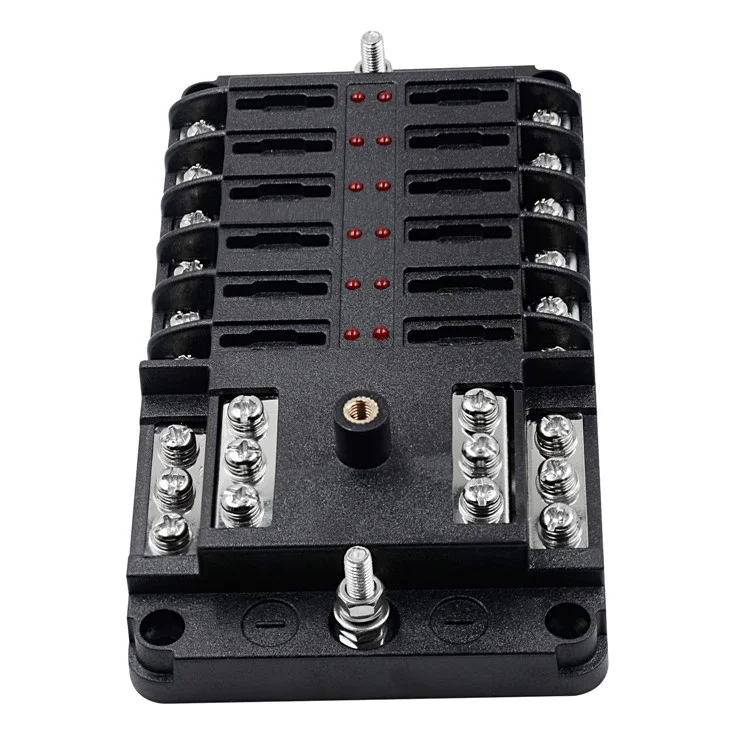 WUPP CS-339C1 Bloc de Fusible à Lame 12 Voies Avec Indicateur de LED de Bus Négatif Pour le Bateau Van SUV