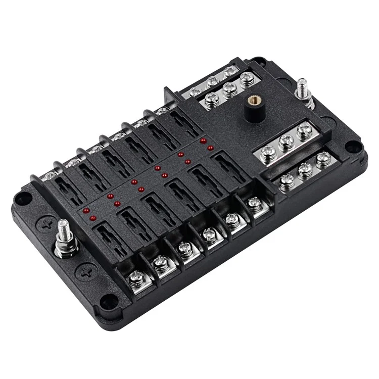 WUPP CS-339C1 Bloc de Fusible à Lame 12 Voies Avec Indicateur de LED de Bus Négatif Pour le Bateau Van SUV