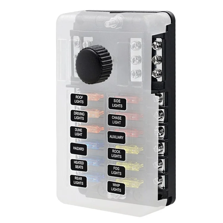 WUPP CS-339C1 Bloc de Fusible à Lame 12 Voies Avec Indicateur de LED de Bus Négatif Pour le Bateau Van SUV