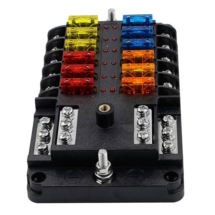 WUPP CS-339C1 Bloc de Fusible à Lame 12 Voies Avec Indicateur de LED de Bus Négatif Pour le Bateau Van SUV