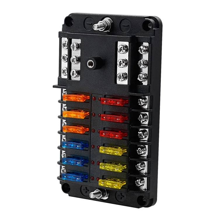 WUPP CS-339C1 Bloc de Fusible à Lame 12 Voies Avec Indicateur de LED de Bus Négatif Pour le Bateau Van SUV