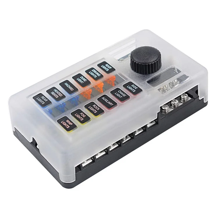 WUPP CS-339C1 Bloc de Fusible à Lame 12 Voies Avec Indicateur de LED de Bus Négatif Pour le Bateau Van SUV