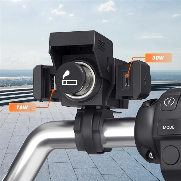 WUPP ZH-1849A1 Motorradladegerät QC3.0 Usb-a+typ-c+zigarette Leichter (mit Zigaretten-leichterer Stecker)