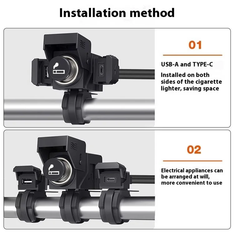 WUPP ZH-1849A1 Motorradladegerät QC3.0 Usb-a+typ-c+zigarette Leichter (mit Zigaretten-leichterer Stecker)