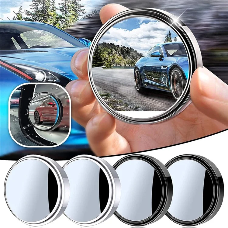 2 piezas de espejo retrovisor de coche de 360 grados con adhesivo para ayuda de retroceso - Negro