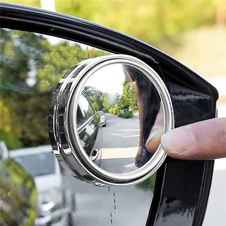 2 piezas de espejo retrovisor de coche de 360 grados con adhesivo para ayuda de retroceso - Negro