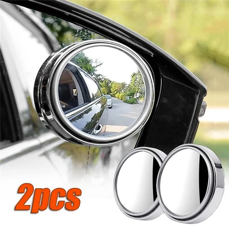 2 piezas de espejo retrovisor de coche de 360 grados con adhesivo para ayuda de retroceso - Negro