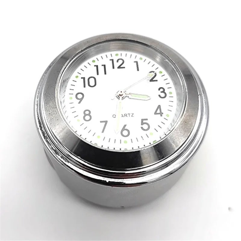 Motorcykelstyrets仪表ur 22-25 mm Universal Motorcykelmonteringsur - Sølv/Hvid