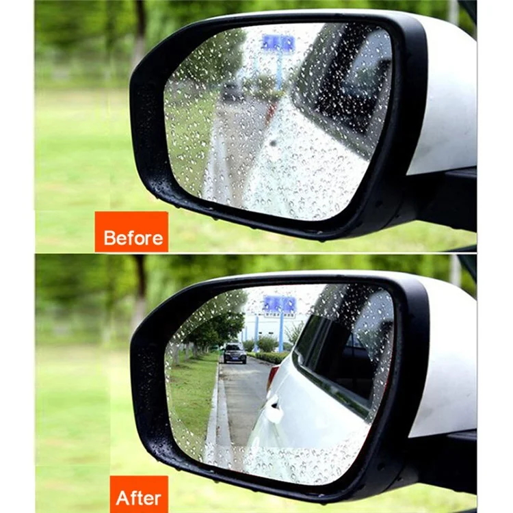 2Pcs Oval 100x150mm Car Rear View Mirror Film PET Anti-Fog Rainproof Mirror Film with Tools