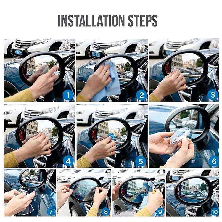 2Pcs Square 200x240mm Car Rear View Mirror Film PET Anti-Fog Rainproof Mirror Film with Tools