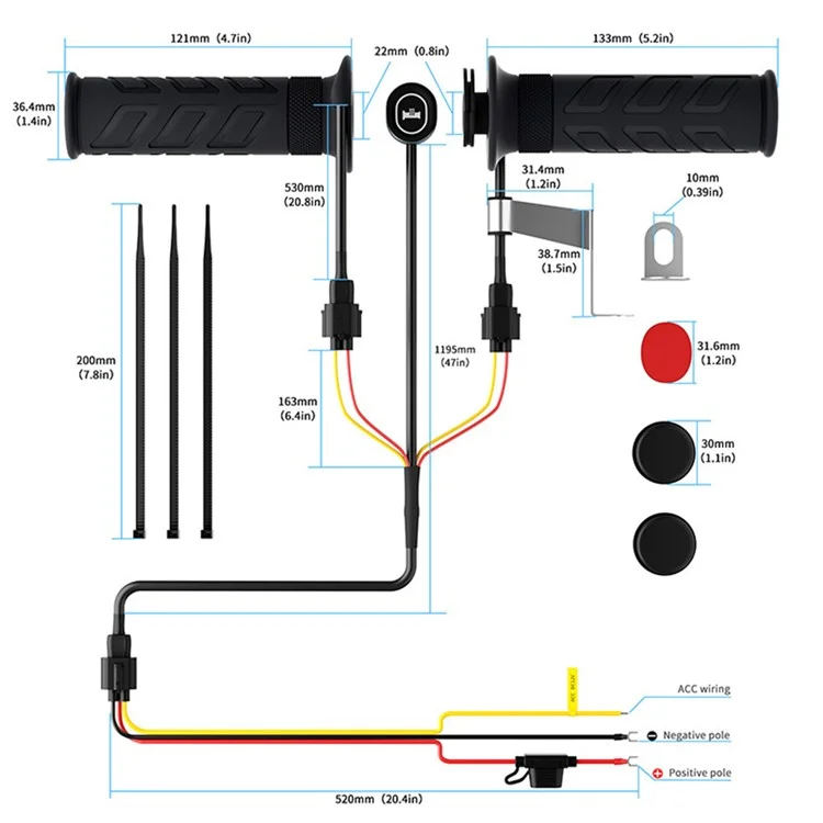 Wupp CS-1956D1 Grip Chaufid / Câble ACC de 1,5 m