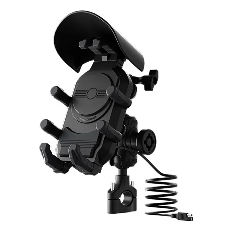 WUPP CS-2056A2 Motorcycle Phone Holder Wireless Charging Phone Stand, Handlebar Mount