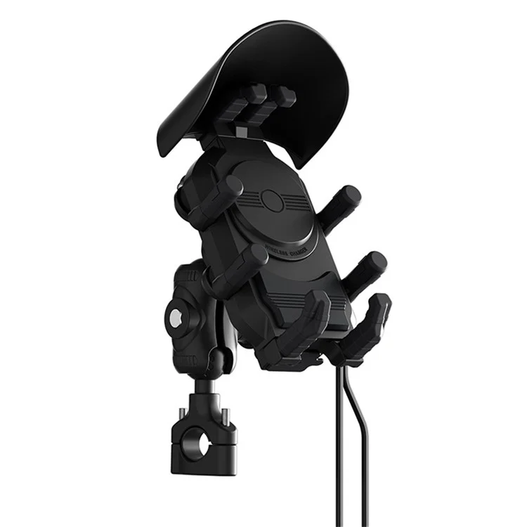 WUPP CS-2056A2 Motorcycle Phone Holder Wireless Charging Phone Stand, Handlebar Mount