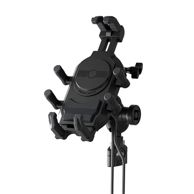 WUPP CS-2056A2 Motorcycle Phone Holder Wireless Charging Phone Stand, Handlebar Mount