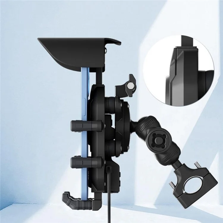 WUPP CS-2056A2 Motorcycle Phone Holder Wireless Charging Phone Stand, Handlebar Mount