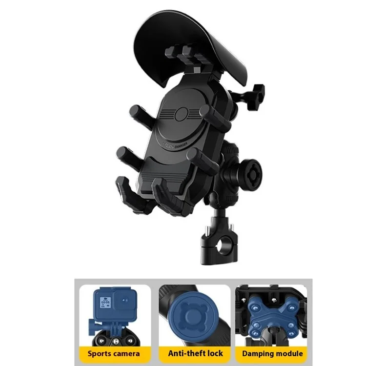 WUPP CS-2056B2 Motorcycle Handlebar Phone Holder Anti-Shock Phone Mount Stand