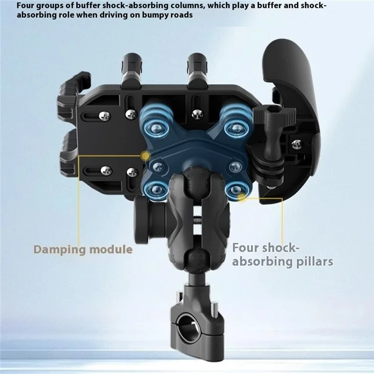 WUPP CS-2056B2 Motorcycle Handlebar Phone Holder Anti-Shock Phone Mount Stand